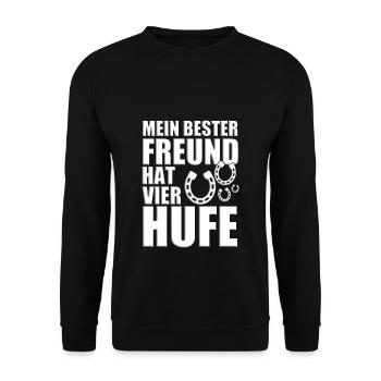 MEIN BESTER FREUND HAT VIER HUFE - PFERD - PFERDE - Unisex Pullover - Schwarz - Vorne - Alina (178cm) & Michal (187cm)