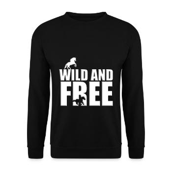 WILD AND FREE - PFERD - PFERDE - REITEN - Unisex Pullover - Schwarz - Vorne - Alina (178cm) & Michal (187cm)