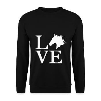 LOVE - LIEBE - PFERD - PFERDE - REITEN - REITERIN - Unisex Pullover - Schwarz - Vorne - Alina (178cm) & Michal (187cm)