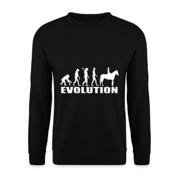 EVOLUTION - AFFE - MENSCH - REITERIN - PFERD - Unisex Pullover - Schwarz - Vorne - Alina (178cm) & Michal (187cm)