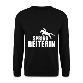 SPRINGREITERIN - REITEN - PFERD - PFERDE - MÄDCHEN - Unisex Pullover - Schwarz - Vorne - Alina (178cm) & Michal (187cm)