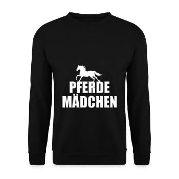 PFERDEMÄDCHEN - PFERD - REITERIN - REITEN - PONY - Unisex Pullover - Schwarz - Vorne - Alina (178cm) & Michal (187cm)