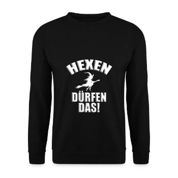 HEXEN DÜRFEN DAS - HALLOWEEN - HEXE - Unisex Pullover - Schwarz - Vorne - Alina (178cm) & Michal (187cm)