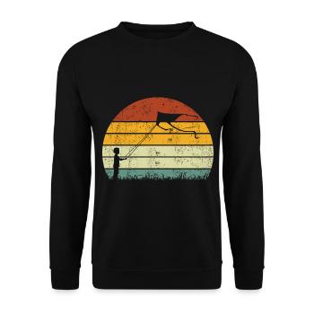 Drachensteigen Drachen Steigen lassen Vintage - Unisex Pullover - Schwarz - Vorne - Alina (178cm) & Michal (187cm)