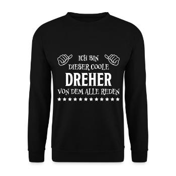 Dreher Fun Spruch Drehmaschinen Dreher Geschenk - Unisex Pullover - Schwarz - Vorne - Alina (178cm) & Michal (187cm)