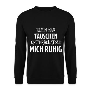 Klein Winzig Lustiger Spruch Kind Baby Geschenk - Unisex Pullover - Schwarz - Vorne - Alina (178cm) & Michal (187cm)