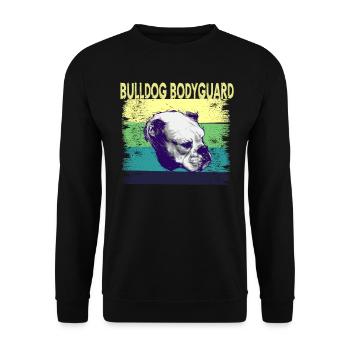 Old English Bulldog dein Bodyguard und Freund - Unisex Pullover - Schwarz - Vorne - Alina (178cm) & Michal (187cm)
