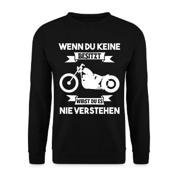 Chopper Crusier Motorrad Biker Motorradhelm - Unisex Pullover - Schwarz - Vorne - Alina (178cm) & Michal (187cm)