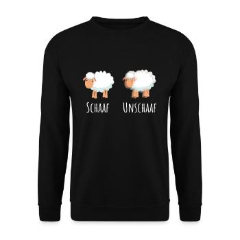 Schaaf Unschaaf Scharf Unscharf Wortwitz Humor - Unisex Pullover - Schwarz - Vorne - Alina (178cm) & Michal (187cm)
