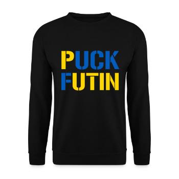 Puck Futin - Ukraine Putin Attack Europe Demo - Unisex Sweatshirt - black - Front - Alina (178cm) & Michal (187cm)