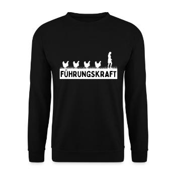 Führungskraft Hühner Landwirt Bauer Huhn Hahn - Unisex Pullover - Schwarz - Vorne - Alina (178cm) & Michal (187cm)