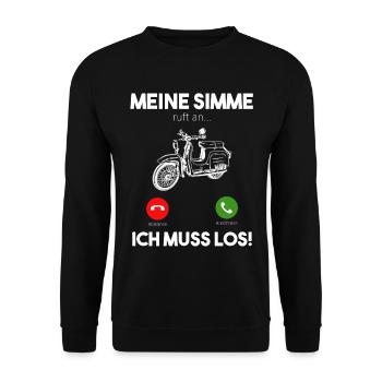 Simson KR51 Schwalbe Zweitakt DDR Moped Mofa - Unisex Pullover - Schwarz - Vorne - Alina (178cm) & Michal (187cm)