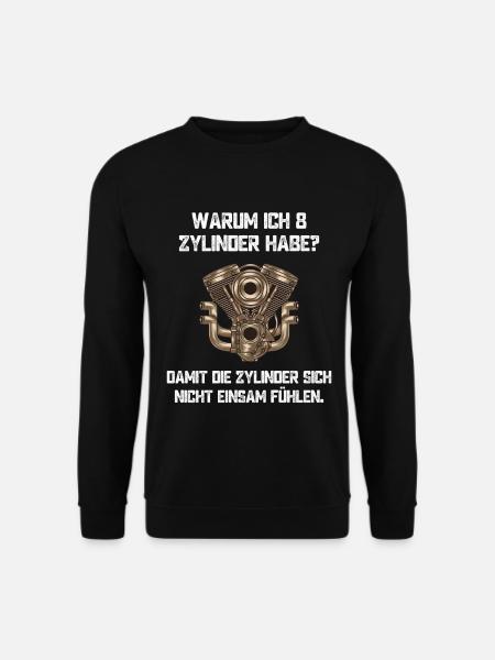 8 Zylinder Achtzylinder Auto Motor V8 Spruch KFZ - Unisex Pullover - Schwarz