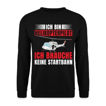 Hubschrauber Helikopter Pilot - Unisex Pullover - Schwarz - Vorne - Alina (178cm) & Michal (187cm)
