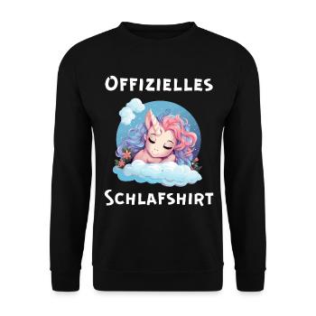 Einhorn Offizielles Schlafshirt Bett Schlafen Müde - Unisex Pullover - Schwarz - Vorne - Alina (178cm) & Michal (187cm)