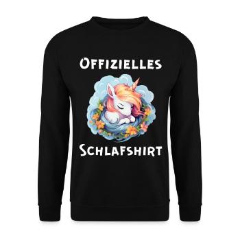 Offizielles Schlafshirt Einhorn Schlafen Müde - Unisex Pullover - Schwarz - Vorne - Alina (178cm) & Michal (187cm)