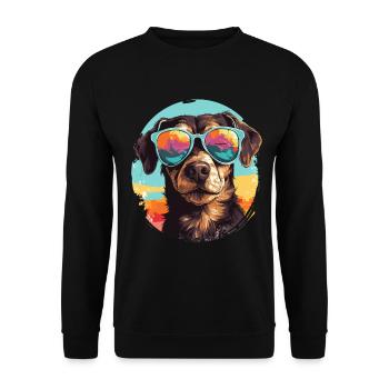 Pop Art Illustration Dog with Sunglasses - Unisex Sweatshirt - black - Front - Alina (178cm) & Michal (187cm)