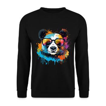 Colorful Watercolor Pop Art Panda Panda Bear - Unisex Sweatshirt - black - Front - Alina (178cm) & Michal (187cm)
