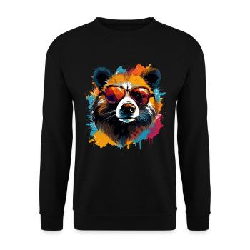 Aquarell Panda Sonnenbrille Pandabär - Unisex Pullover - Schwarz - Vorne - Alina (178cm) & Michal (187cm)