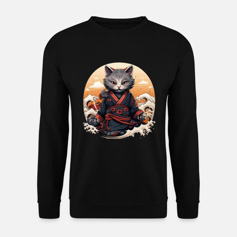 Samurai Cat Cat Ninja Katana Giappone - Felpa unisex - nero