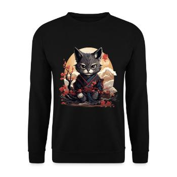 Ninja Samurai Cat Cat Cat Japan Katana - Unisex Sweatshirt - black - Front - Alina (178cm) & Michal (187cm)