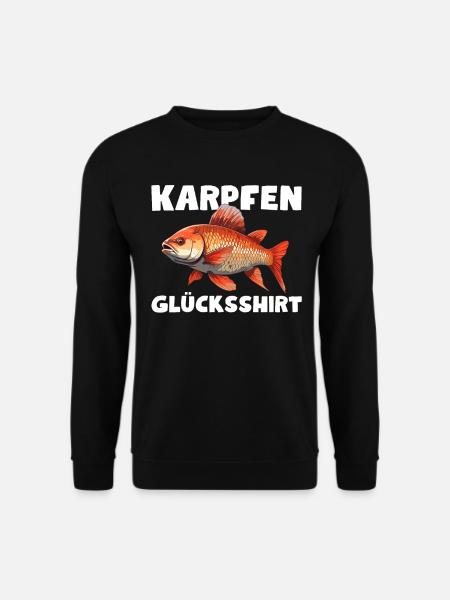 Karpfen Glücksshirt Angel Friedfisch Fisch Angler - Unisex Pullover - Schwarz