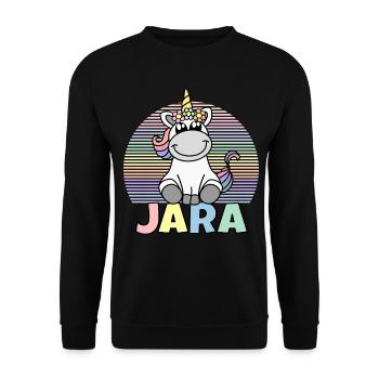 Jara Einhorn Name - Unisex Pullover - Schwarz - Vorne - Alina (178cm) & Michal (187cm)