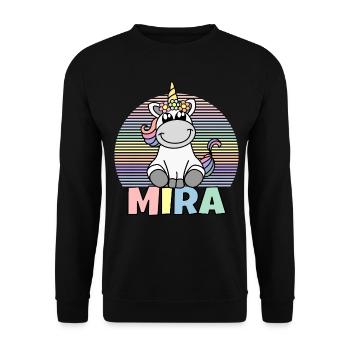 Nom de la licorne Mira - Sweat-shirt Unisexe - noir - Devant - Alina (178cm) & Michal (187cm)