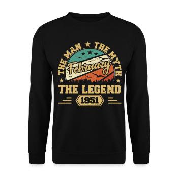 Geburtstagsgeschenk - geboren im Februar 1951 - Unisex Pullover - Schwarz - Vorne - Alina (178cm) & Michal (187cm)