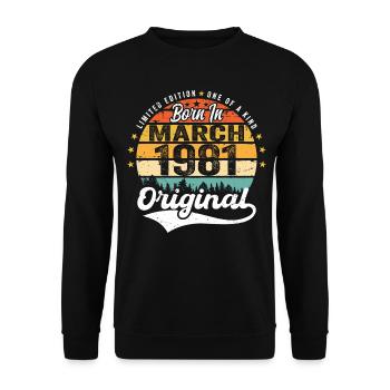 Mars 1981 Vintage Vintage rétro anniversaire 1981 - Sweat-shirt Unisexe - noir - Devant - Alina (178cm) & Michal (187cm)