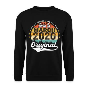 Mars 2020 Vintage Vintage Rétro Anniversaire 2020 - Sweat-shirt Unisexe - noir - Devant - Alina (178cm) & Michal (187cm)