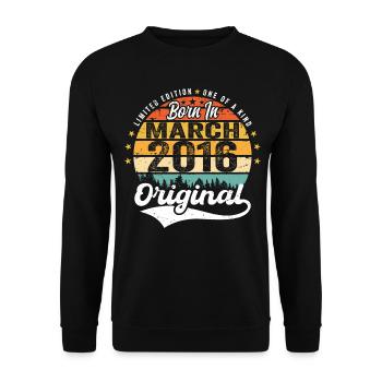 Mars 2016 Vintage Vintage Retro Anniversaire 2016 - Sweat-shirt Unisexe - noir - Devant - Alina (178cm) & Michal (187cm)