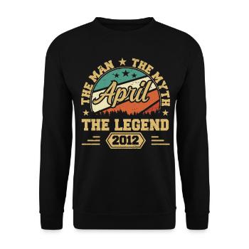 Born In April 2012 Funny Birthday Retro - Unisex Sweatshirt - black - Front - Alina (178cm) & Michal (187cm)