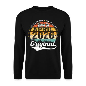 April 2020 Geburtstagsgeschenk April 2020 Vintage - Unisex Pullover - Schwarz - Vorne - Alina (178cm) & Michal (187cm)