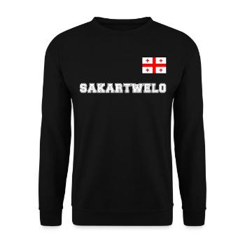 Georgia Jersey Look – SAKARTVELO with Flag Flag - Unisex Sweatshirt - black - Front - Alina (178cm) & Michal (187cm)
