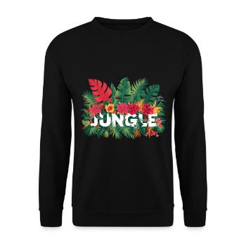 Lebendiger Dschungel Tropisch Exotisch Botanisch - Unisex Pullover - Schwarz - Vorne - Alina (178cm) & Michal (187cm)