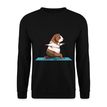 Yoga Meerscheinchen Yogaübung Stretching Dehnen - Unisex Pullover - Schwarz - Vorne - Alina (178cm) & Michal (187cm)