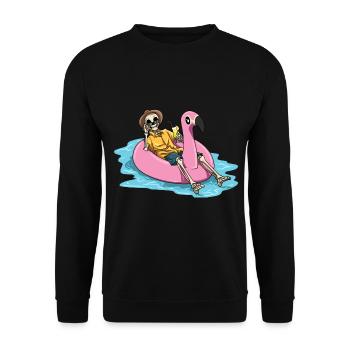 Strand Pool Flamingo Cocktail Baden - Unisex Pullover - Schwarz - Vorne - Alina (178cm) & Michal (187cm)