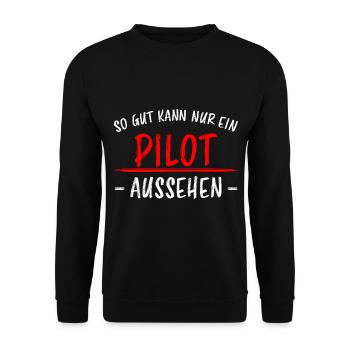 Pilot Lustiger Spruch Flugplatz Flugsport Geschenk - Unisex Pullover - Schwarz - Vorne - Alina (178cm) & Michal (187cm)
