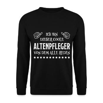 Altenpfleger Lustiger Spruch Altenpfleger Geschenk - Unisex Pullover - Schwarz - Vorne - Alina (178cm) & Michal (187cm)
