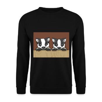 Lustige Dachse Tier Marder Wildtier Waldtier - Unisex Pullover - Schwarz - Vorne - Alina (178cm) & Michal (187cm)