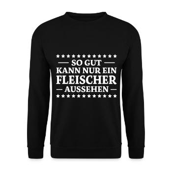 Fleischer Spruch Metzger Lustig Fleischer Geschenk - Unisex Pullover - Schwarz - Vorne - Alina (178cm) & Michal (187cm)