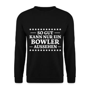 Bowling Spruch Bowlingspieler Fun Bowler Geschenk - Unisex Pullover - Schwarz - Vorne - Alina (178cm) & Michal (187cm)