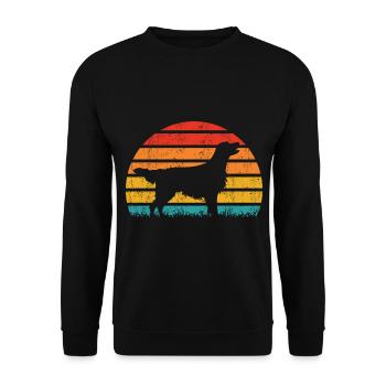 Flat Coated Retriever Retro Vintage - Unisex Sweatshirt - black - Front - Alina (178cm) & Michal (187cm)