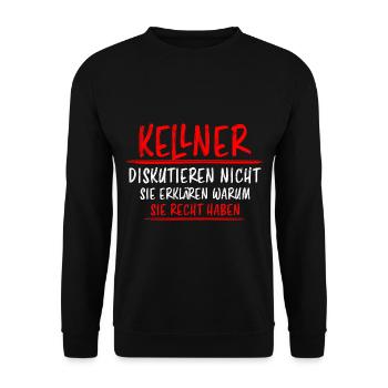 Kellner Lustige Spruch Service Restaurant Geschenk - Unisex Pullover - Schwarz - Vorne - Alina (178cm) & Michal (187cm)
