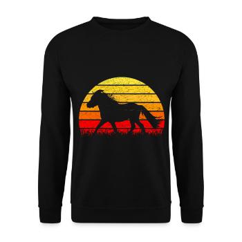 Shetlandpony Shetland Pony Sonnenaufgang - Unisex Pullover - Schwarz - Vorne - Alina (178cm) & Michal (187cm)