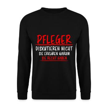 Pfleger Lustiger Spruch Altenpfleger Job Geschenk - Unisex Pullover - Schwarz - Vorne - Alina (178cm) & Michal (187cm)