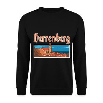 Herrenberg Stadt Altstadt Deutschland - Unisex Pullover - Schwarz - Vorne - Alina (178cm) & Michal (187cm)