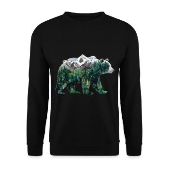 Wald Bär Natur Wildlife Kunst Berg Tier - Unisex Pullover - Schwarz - Vorne - Alina (178cm) & Michal (187cm)