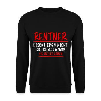 Rentner Lustiger Spruch Rente Ruhestand Geschenk - Unisex Pullover - Schwarz - Vorne - Alina (178cm) & Michal (187cm)
